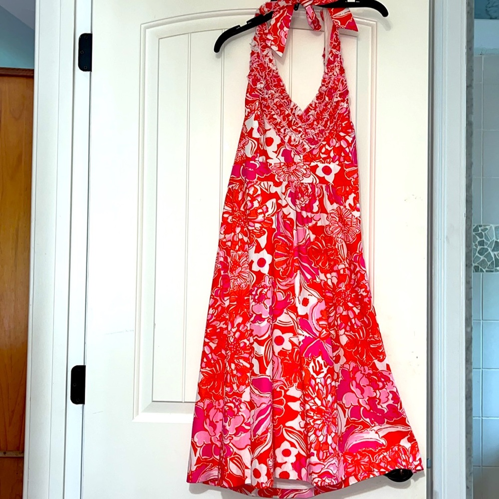 Lilly Pulitzer NWT Halter dress Lillian Tango Orange Tango & Hopper #268864